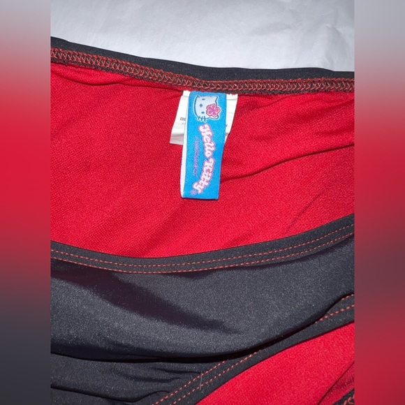 Adorable Hello Kitty string bikini. Exc condition. XL top, L bottoms. Black/red. - Picture 6 of 8